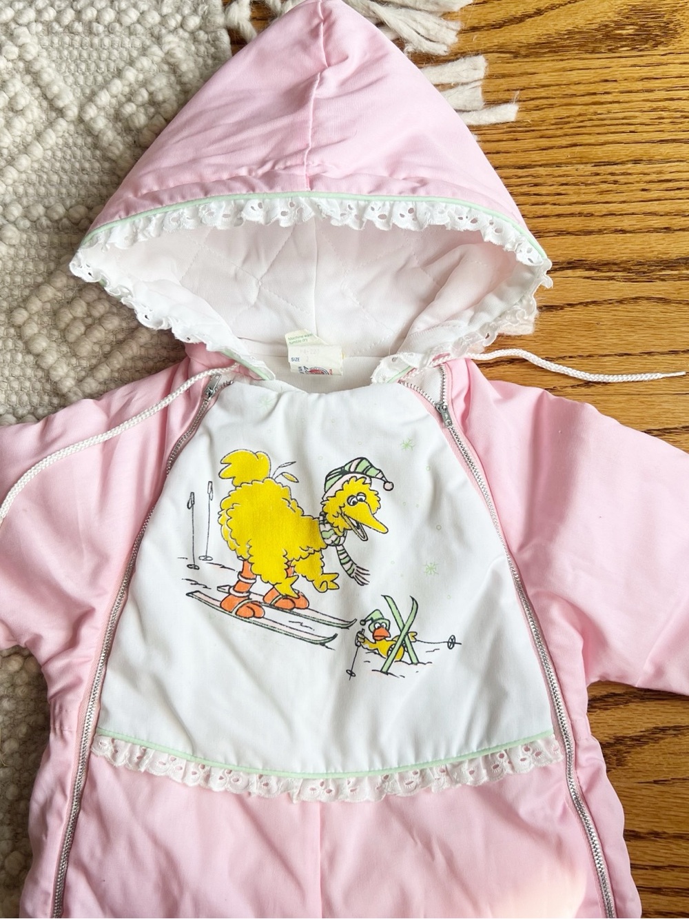 Vintage Sesame Street Big Bird Pink Snowsuit | Size 2 | Union USA Made - Picture 6 of 13